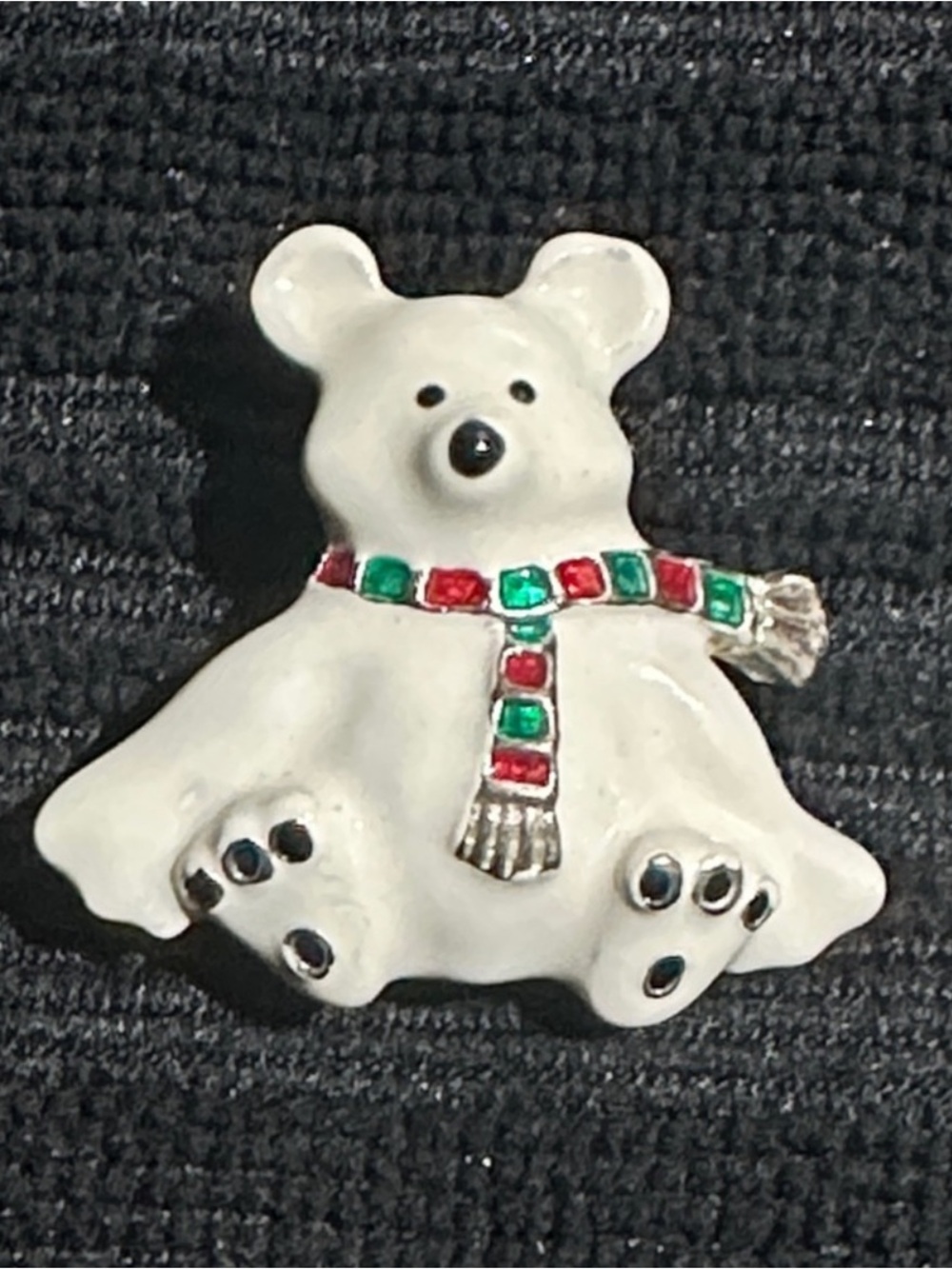 Polar Bear Enameled Brooch
